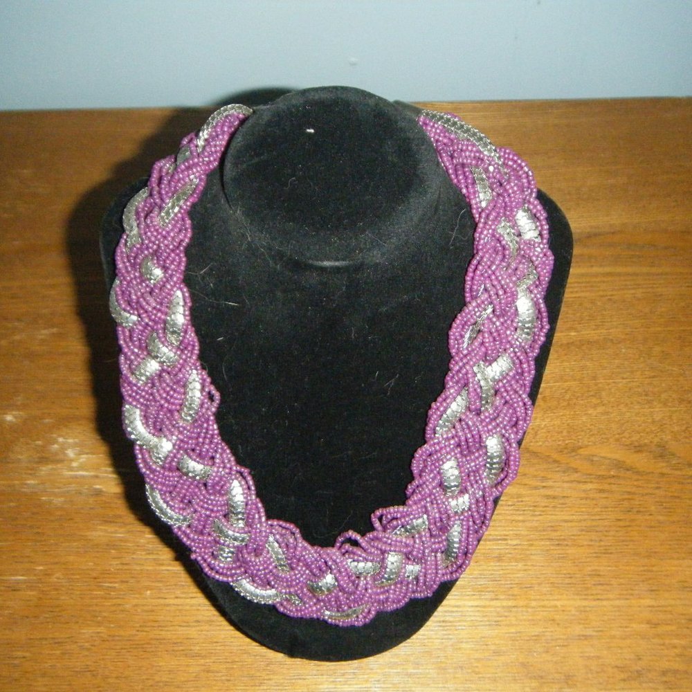 Maroon Purple Beaded Necklace
